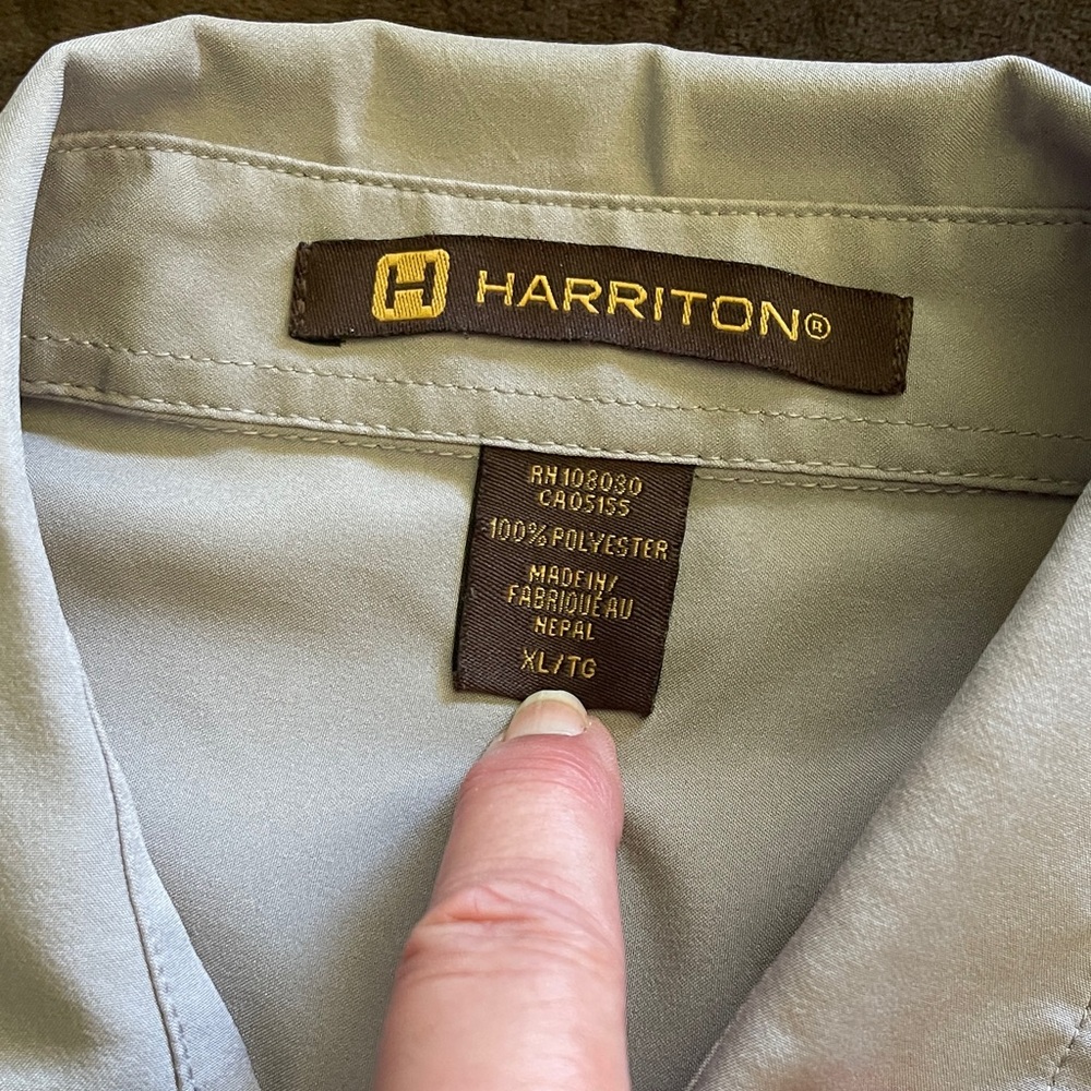 Harriton Beige Button-Up Shirt